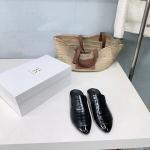 The Row Glossy Black Mules